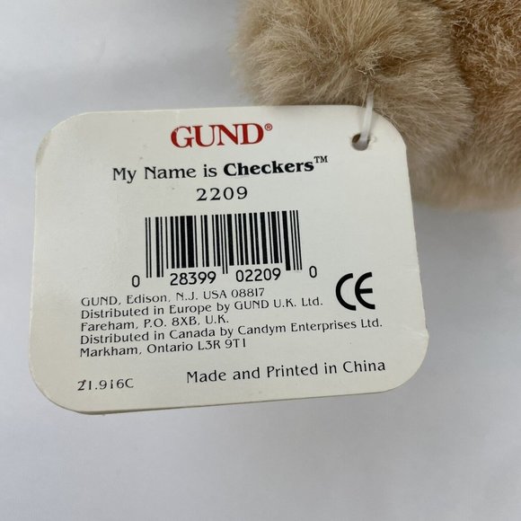 RARE Gund Checkers Teddy Bear 8” Plush #2209 Plaid Bow Tan Vintage 1993 HTF - Picture 11 of 12